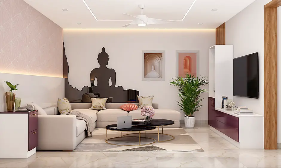 Luxury home wall decor with buddha motif wall panelling